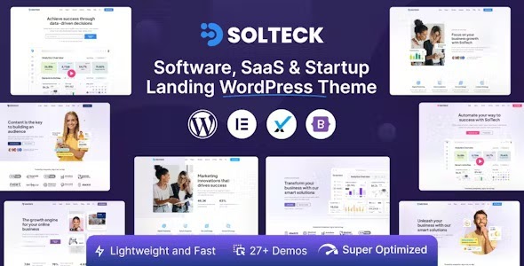 SolTeck - Software, Startup &amp; SaaS Landing WordPress Theme Review downloadnewthemes.com/2024/09/soltec…