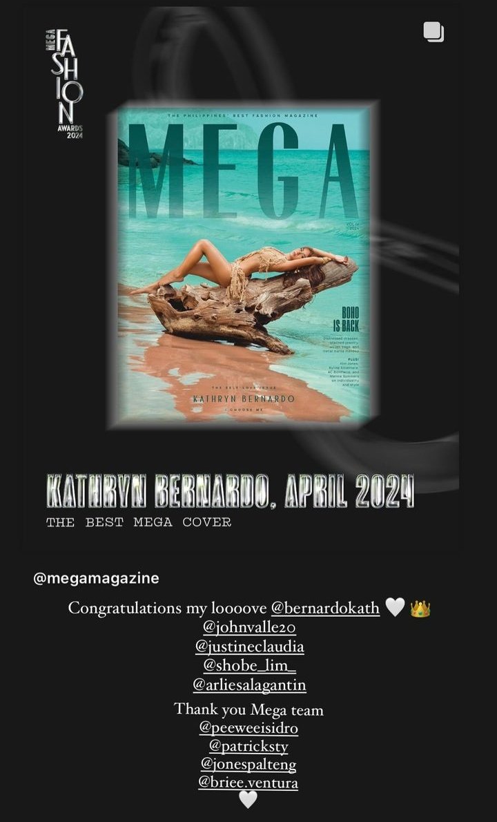 ChandriaRichard's tweet photo. Congrats Bebelove @bernardokath ✨️

The Best Magazine Cover ..
Best Photographer ..
#KathrynBernardo 
#MakeitMEGA https://t.co/YsgwxwOAvb