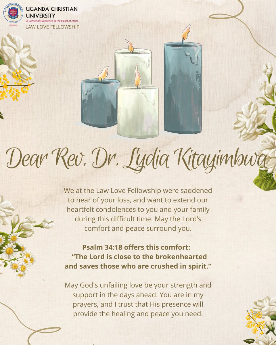 UCU Lawlove Fellowship ❤️ (@lawfellowship) on Twitter photo To our Digital Mama <a href="/Rev_Dr_LidyKitz/">Rev. Dr. Lydia Nsaale Kitayimbwa aka Digital Mama</a> May the Lord continue to comfort you and your family❤️🕯️🕊️ To our Digital Mama <a href="/Rev_Dr_LidyKitz/">Rev. Dr. Lydia Nsaale Kitayimbwa aka Digital Mama</a> May the Lord continue to comfort you and your family❤️🕯️🕊️