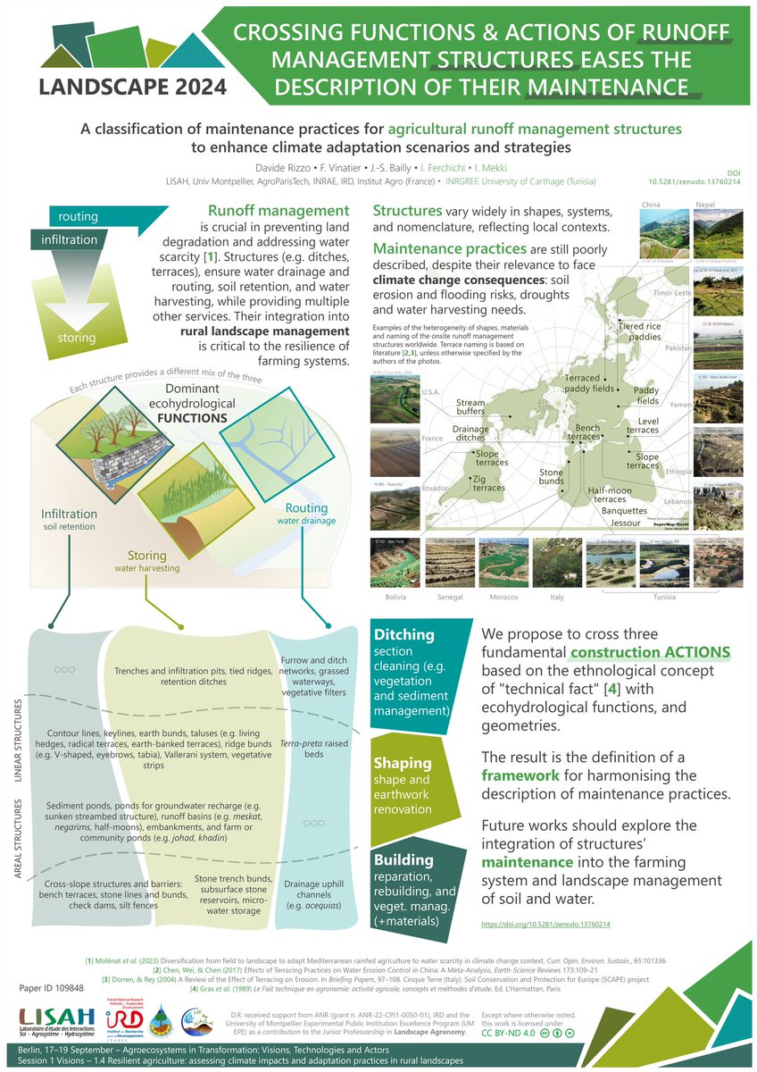 dav_rizzo's tweet photo. #Landscape2024 conference organized by @zalf_leibniz
17-19 Sept 2024, Berlin
I’ll be there to present #LISAH & #INRGREF research on integrating runoff structure maintenance in farming system research & #LandscapeAgronomy
Poster https://t.co/lNmGE4fMqB
#BetterPoster #OpenAccess https://t.co/8OhnpDhvxl