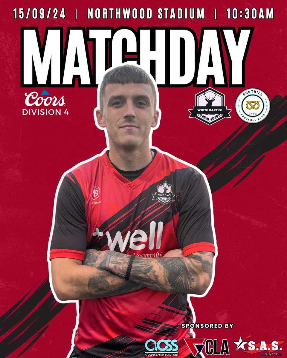 White_HartFC's tweet photo. It’s Matchday!!!

The Hart face Porthill today at Northwood Stadium!

Get yourself down and back the lads!!

The cafe will be open, then back to The White Hart after the game.

#UpTheHart

🔴⚫️ https://t.co/JrnZPbXQxq
