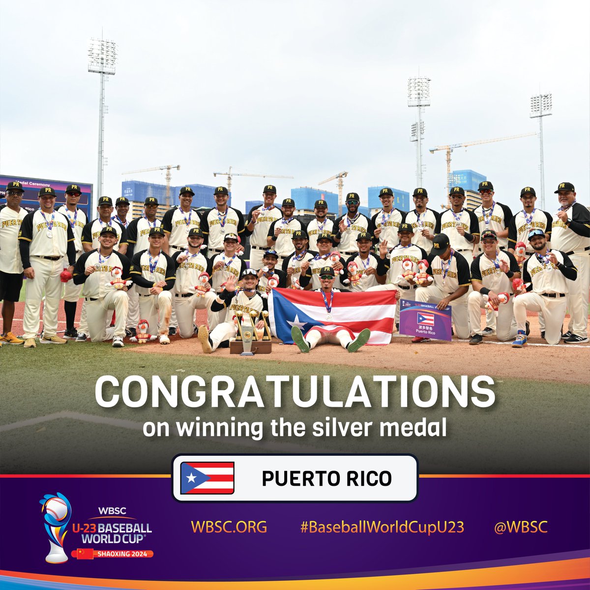 🥈 Congratulations to Puerto Rico on winning the Silver Medal!
🏆WBSC U-23 Baseball World Cup 2024
#BaseballWorldCupU23