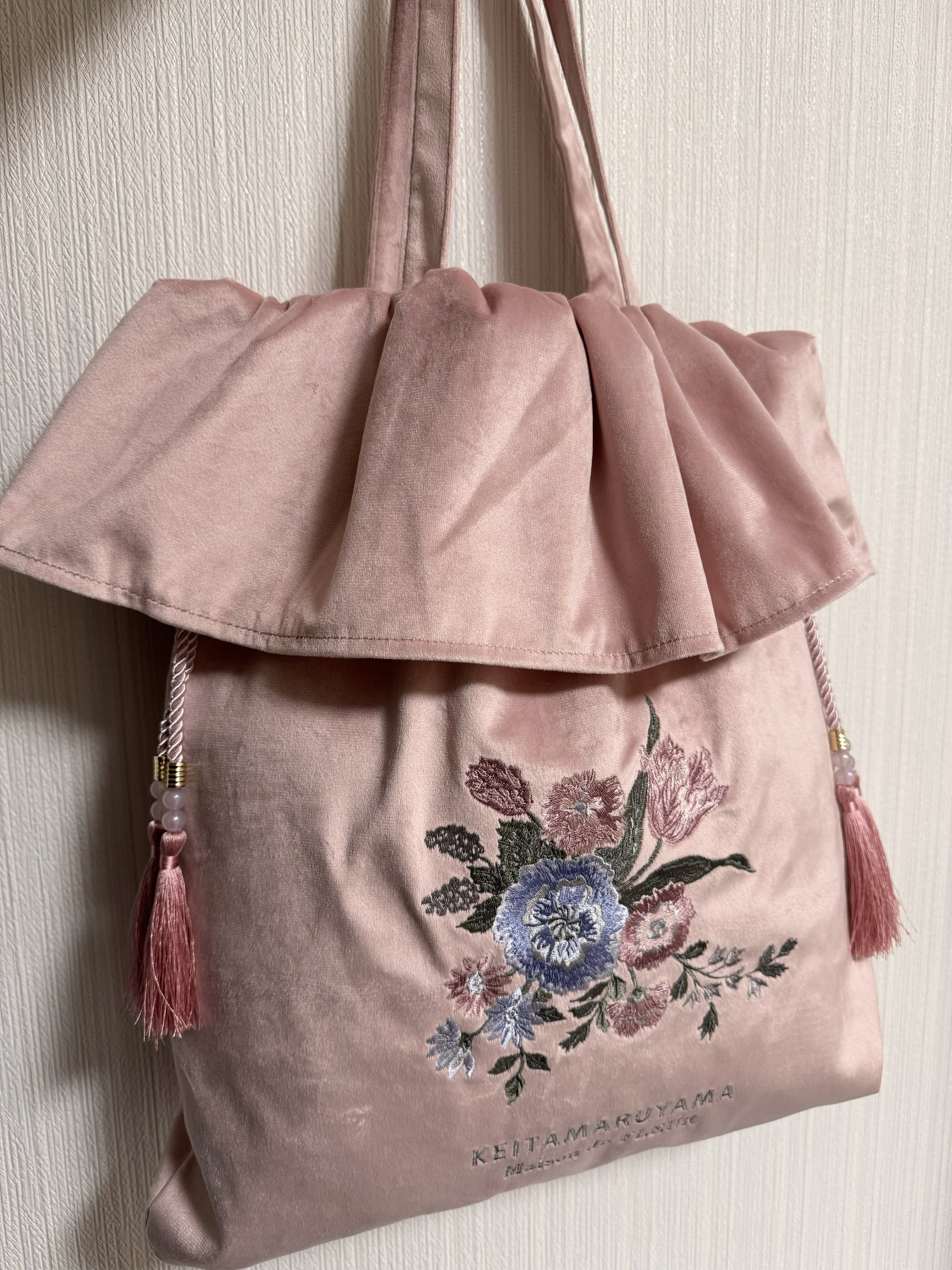 メゾンドフルール ケイタマルヤマ ベロアトートバッグ アイボリー Maison de FLEUR - メゾンドフルール ケイタマルヤマ ベロア