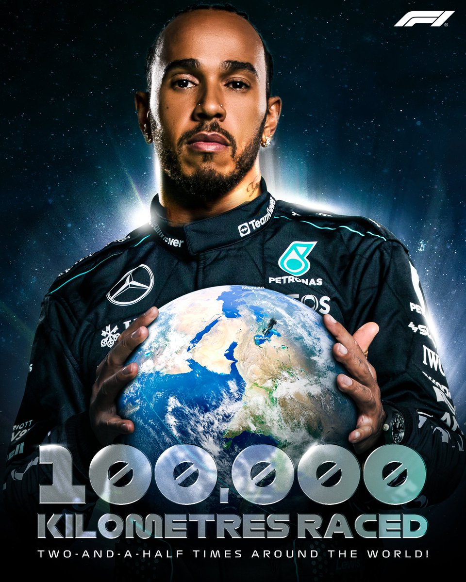 F1's tweet image. Another milestone reached ✅

Lewis Hamilton has now raced 100,000 kilometres across his Formula 1 career 👏

#F1 #AzerbaijanGP