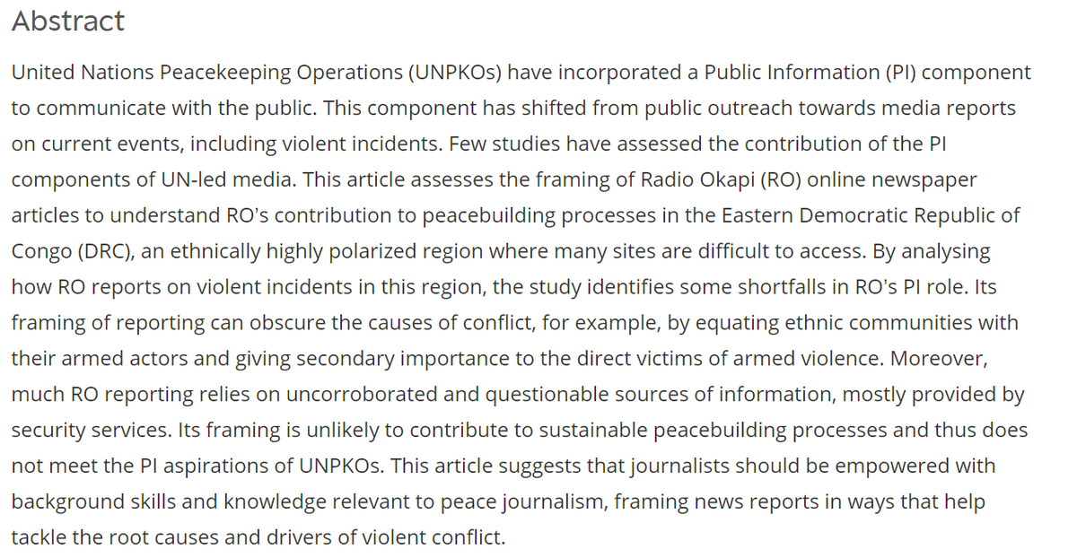 Delphin R. Ntanyoma, Ph.D (@delphino12) on Twitter photo Happy to announce my new article <a href="/MWC_Journal/">MWC Journal</a> "Radio Okapi online newspapers: Between media framing, conflict and peacebuilding". Thx <a href="/fidele_sebahizi/">Fidele Sebahizi, Ph.D.</a> <a href="/pbaseka/">Baseka B. Prosper</a> <a href="/ShacklockTom/">Tom Shacklock</a> <a href="/judithverweijen/">Judith Verweijen</a>
journals.sagepub.com/doi/10.1177/17… Happy to announce my new article <a href="/MWC_Journal/">MWC Journal</a> "Radio Okapi online newspapers: Between media framing, conflict and peacebuilding". Thx <a href="/fidele_sebahizi/">Fidele Sebahizi, Ph.D.</a> <a href="/pbaseka/">Baseka B. Prosper</a> <a href="/ShacklockTom/">Tom Shacklock</a> <a href="/judithverweijen/">Judith Verweijen</a>
journals.sagepub.com/doi/10.1177/17…
