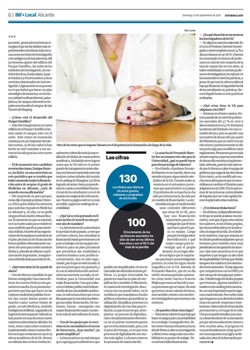 Juan Mora (@jumorpa) on Twitter photo Excelente entrevista de la @RectoraUA en <a href="/informacion_es/">INFORMACION.es</a> explicando su gestión en defensa de la autonomía de la <a href="/UA_Universidad/">Universidad de Alicante UA</a> y compartiendo su proyecto de futuro.
Siempre magnífica <a href="/_AmparoNavarro/">Amparo Navarro Faure</a>
informacion.es/.../recurriria…...
#AmparoNavarroUA
#DefiendeUA
#SomosUA Excelente entrevista de la @RectoraUA en <a href="/informacion_es/">INFORMACION.es</a> explicando su gestión en defensa de la autonomía de la <a href="/UA_Universidad/">Universidad de Alicante UA</a> y compartiendo su proyecto de futuro.
Siempre magnífica <a href="/_AmparoNavarro/">Amparo Navarro Faure</a>
informacion.es/.../recurriria…...
#AmparoNavarroUA
#DefiendeUA
#SomosUA