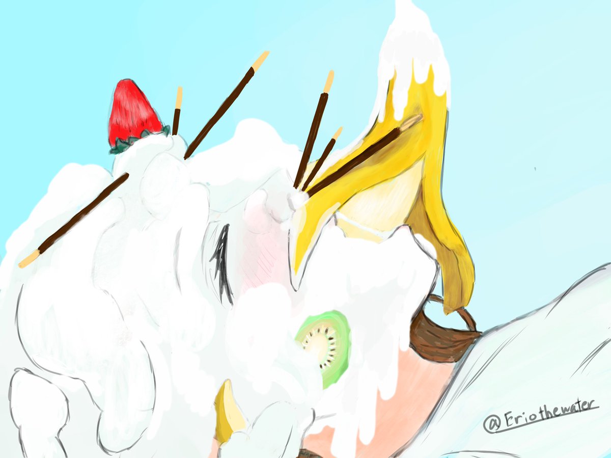 顔面パフェ | エリオ #pixiv pixiv.net/artworks/12246…

この前に描いた絵に加筆しました。生クリーム多め。
(pixivには前回アップしたものも一緒に投稿しました)