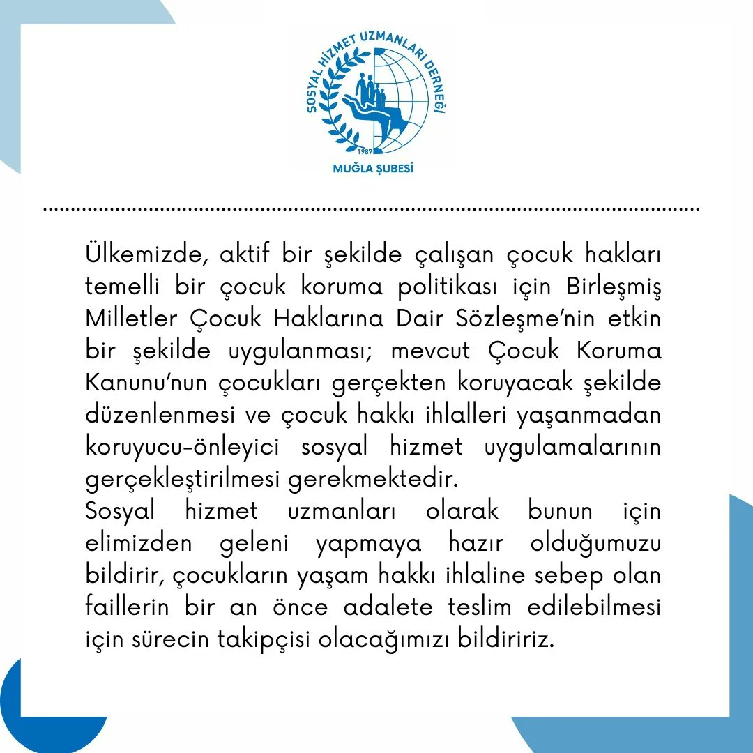 Basına ve kamuoyuna duyurumuz.
<a href="/SHUdernegiGM/">Sosyal Hizmet Uzmanları Derneği</a> 

#muğla #sosyalhizmet #socialwork #sosyalhizmetuzmanı #socialworker