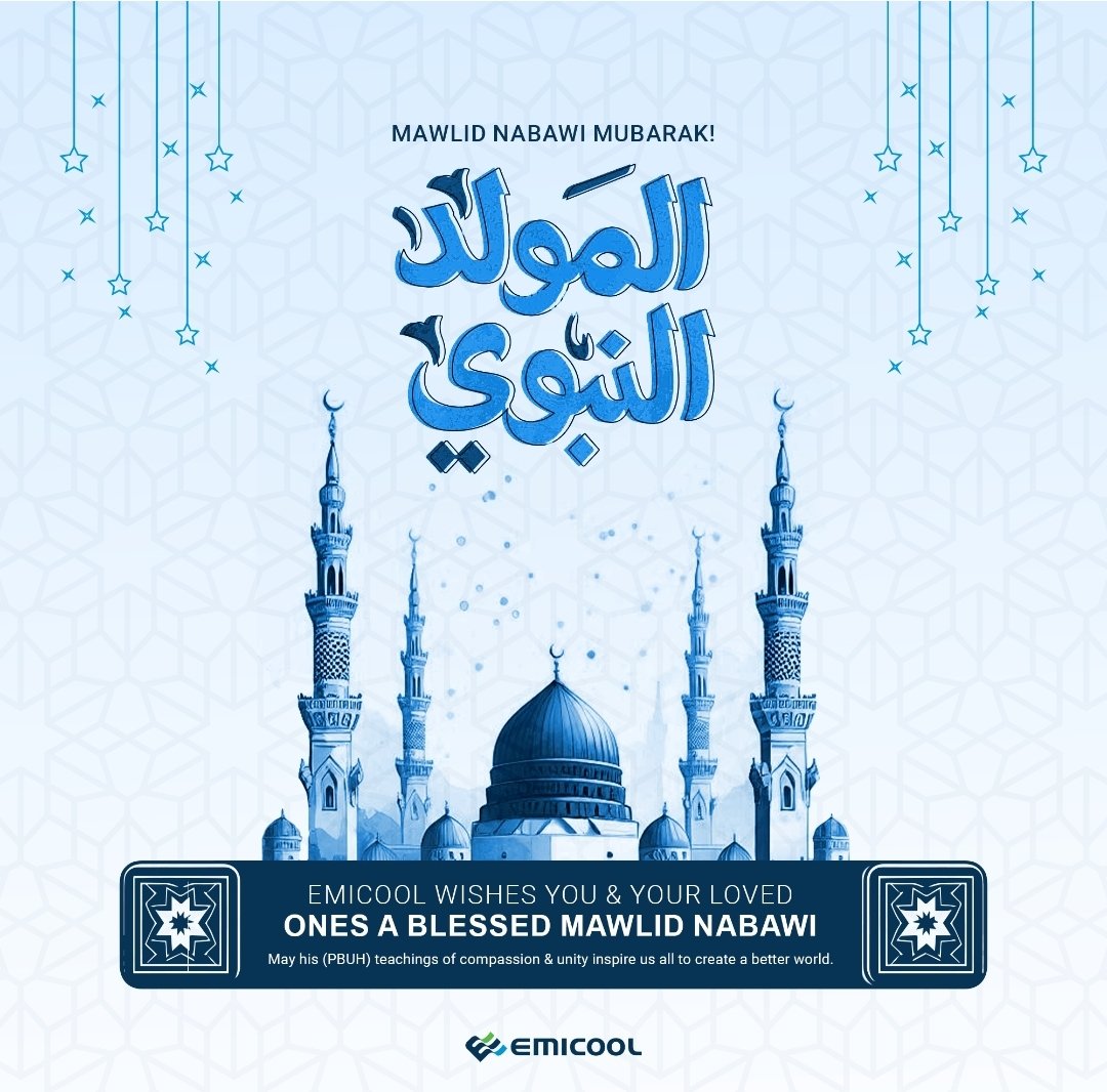 EmicoolUAE's tweet photo. Mawlid Nabawi Mubarak! Emicool extends warm wishes to you and your families on this auspicious occasion.

في هذه المناسبة السعيدة ، عيد المولد النبوي المبارك ،تتقدم  شركة ايميكول باحر التمنيات لكم و لعوائلكم الكريمة

#mawlidnabawi #emicool #districtcooling https://t.co/JPtOaggCRq