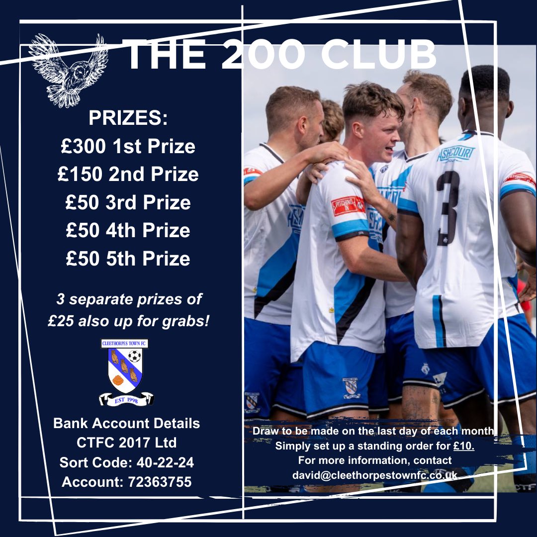 Want to help your local non league club continue to grow and win some cash?

Get in touch with a DM here, email David or speak to someone on match day 

Every penny goes back into the clubs facilities which makes it a great match day experience 🦉