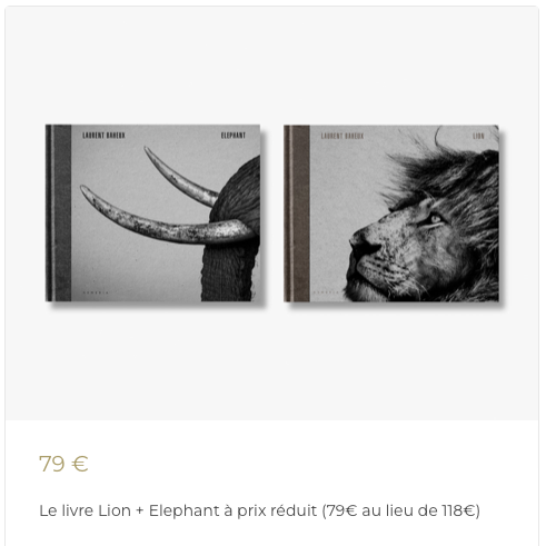 Pour le lancement du livre LION dans la collection Hemeria, le duo ELEPHANT + LION est aujourd’hui au prix préférentiel de 79 € au lieu de 118 €
Merci de votre soutien : crowdfunding.hemeria.com/fr/project/lio…