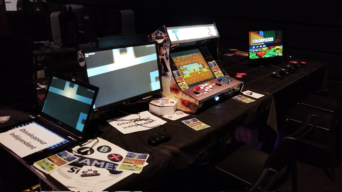 En place pour la seconde journée de <a href="/Festival_STP/">Start To Play - Festival du jeu vidéo</a> à Strasbourg (Ostwald) pour présenter TETRA'S Escape 2 et Tilps (mon nouveau jeu de plateforme en cours de dév).

Venez encore nombreux aujourd'hui pour tester mes jeux, mais aussi ceux de @Mineral_Blossom et de <a href="/PLANKCTON_Games/">PLANKCTON Games</a> !