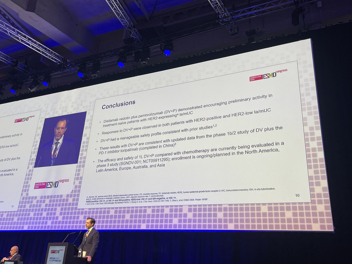 Neeraj Agarwal, MD, FASCO (@neerajaiims) on Twitter photo Disitamab plus pembrolizumab demonstrates encouraging activity👉 in treatment naive HER2 expressing advanced #bladdercancer 👇Excellent talk by <a href="/MattGalsky/">Matt Galsky</a> <a href="/myESMO/">ESMO - Eur. Oncology</a> #ESMO24 <a href="/urotoday/">UroToday.com</a> <a href="/OncoAlert/">OncoAlert</a> <a href="/tompowles1/">Tom Powles</a> Disitamab plus pembrolizumab demonstrates encouraging activity👉 in treatment naive HER2 expressing advanced #bladdercancer 👇Excellent talk by <a href="/MattGalsky/">Matt Galsky</a> <a href="/myESMO/">ESMO - Eur. Oncology</a> #ESMO24 <a href="/urotoday/">UroToday.com</a> <a href="/OncoAlert/">OncoAlert</a> <a href="/tompowles1/">Tom Powles</a>