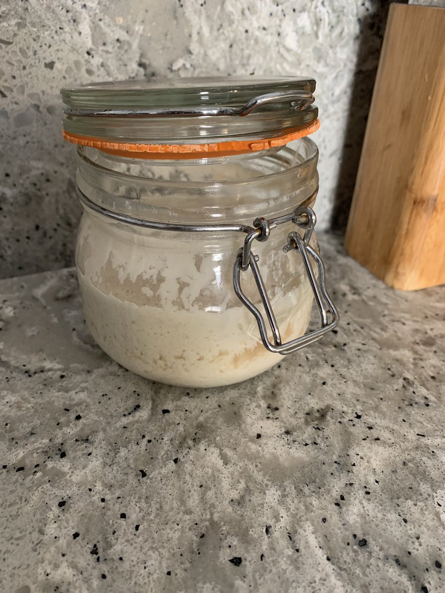 Raluca82949106's tweet image. Is this sourdough started ok to use? It’s the 4th day of feeding but looks weird to me! #bread #sourdough #breadmakers