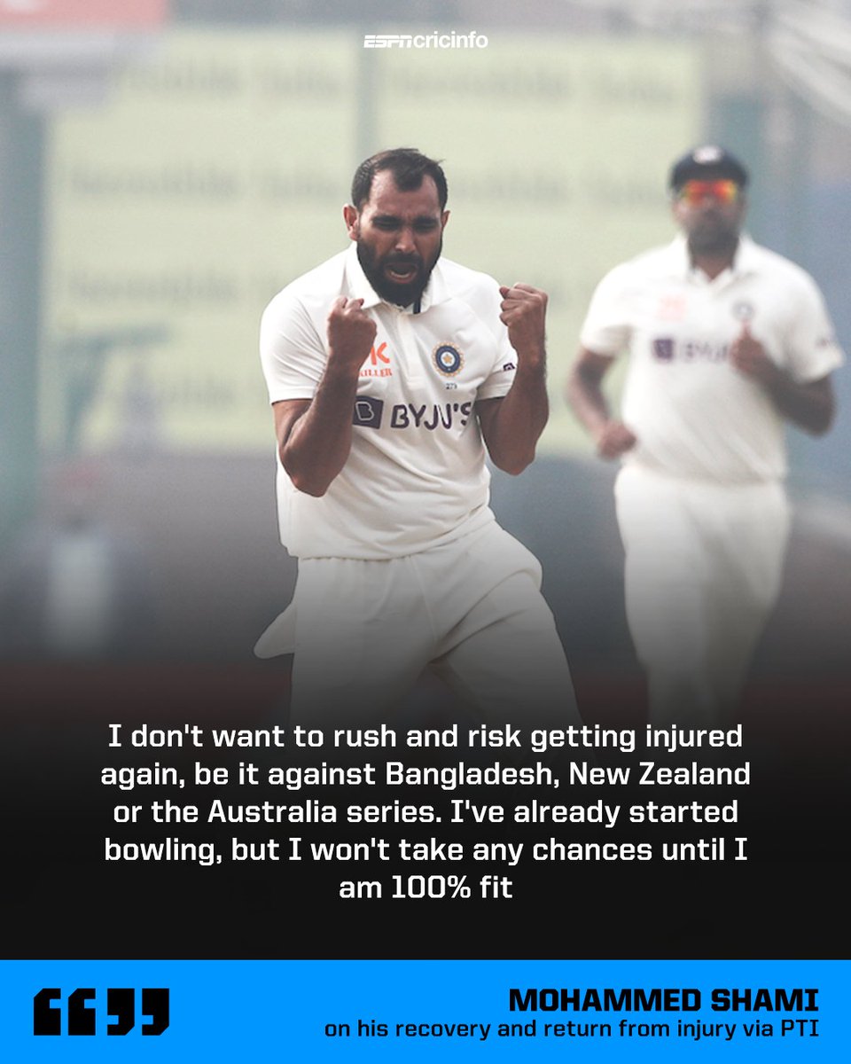 ESPNcricinfo's tweet image. Out of action since #CWC2023, Mohammed Shami wants to ensure he’s at full strength before his return💪

Full story: es.pn/3MHn70a