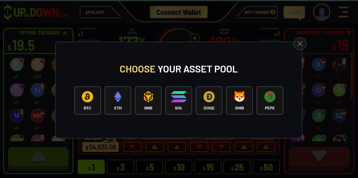UP_VS_DOWN_'s tweet photo. New assets added to #UpVsDown! 🎉 Predict on #ETH, #BNB, #SOL, #DOGE,#SHIB, and #PEPE. 🚀 Don't miss the Weekly Jackpot ending tomorrow! 🏆 Play now:https://t.co/1FvMiDCAQF 🙌🙌🙌🙌#PlayToWi #UFC306 $VRA $CATI $TAO #Catizen #myth4EVER https://t.co/sEAldincjR