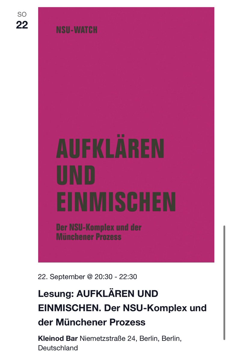 In einer Woche! Dezentraler Sonntag des ONK Festivals für ein offenes und solidarisches Neukölln. Zum Beispiel mit dieser Lesung im Kleinod in der Niemetzstr. Mehr Infos: offenes-neukoelln.de