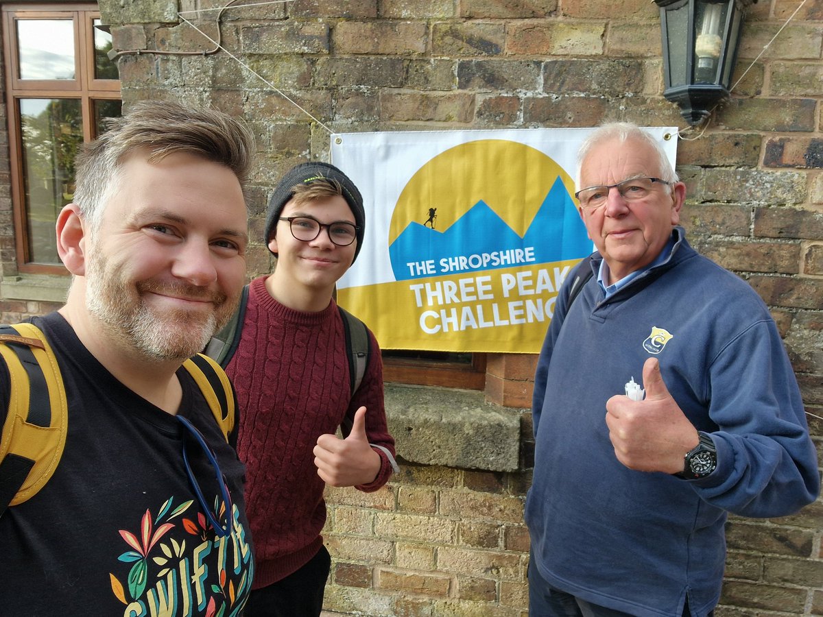 Three generations of Woods just about to set out on the #shropshirethreepeaks challenge in aid of Mary's Meals.

If anyone fancies donating a few pennies to this worthy cause then please visit donate.marysmeals.org/gb?_gl=1%2a14a…