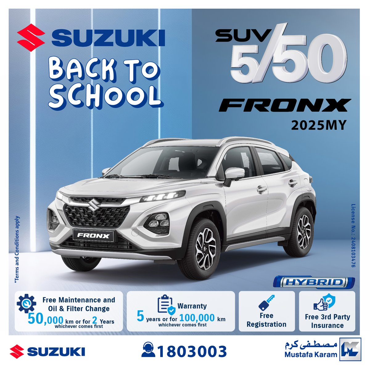 showroomz's tweet photo. • صيانة مجانية/ تغيير الزيت والفلتر حتى 50,000 كم أو لمدة سنتين، أيهما يأتي أولاً
• ضمان – 5 سنوات أو حتى 100,000 كم، أيهما يأتي أولاً
• تسجيل مجاني
• تأمين ضد الغير مجاني

*تطبق الشروط والأحكام

#شورومز_دوم_معاكم
#وكالات_الكويت_صارت_بين_إيدك #سهلناها_عليكم https://t.co/34byC0qrPP