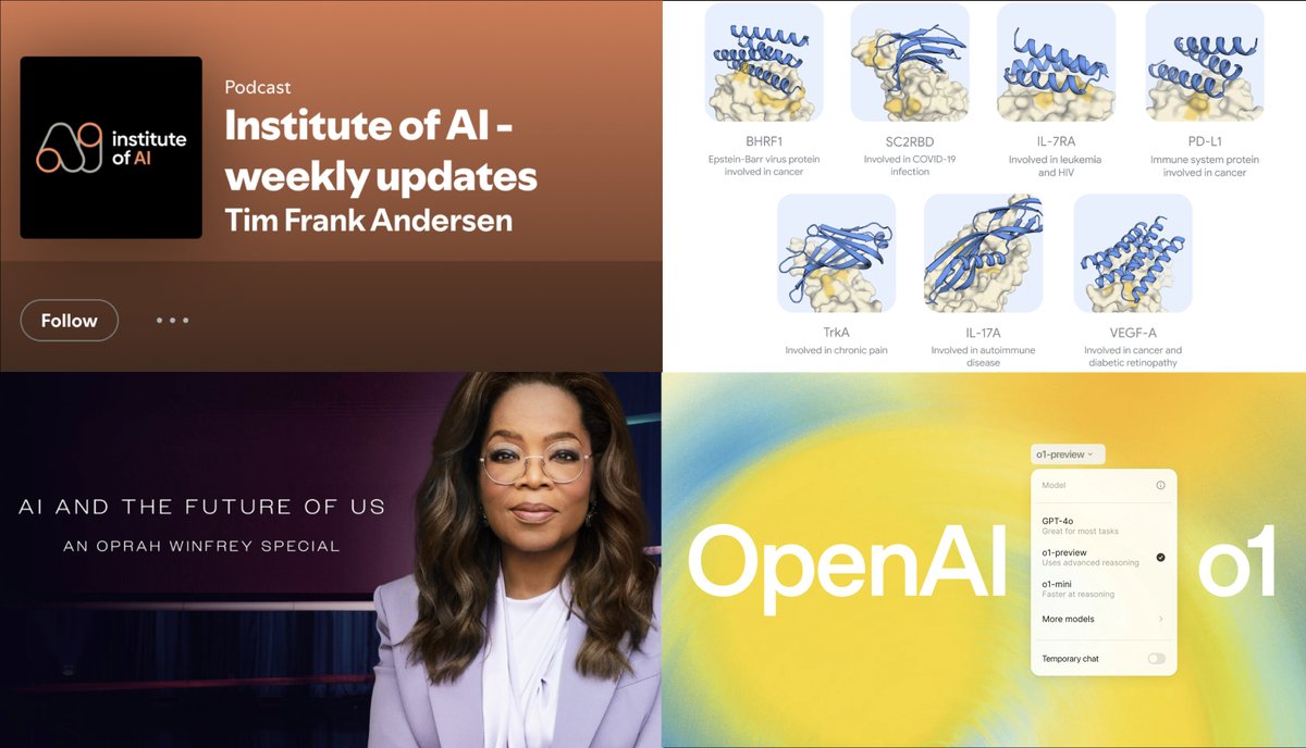 🚀 De vilde AI nyheder er tilbage efter en crazy uge! 
Ny <a href="/OpenAI/">OpenAI</a> model, proteindesign gennembrud, Oprahs AI special, og ny vild måde at lave podcast på 🎧.  Læs med her: shorturl.at/glMdI
Og hør den nye podcast her: shorturl.at/nNPiB 
#AIOpdatering