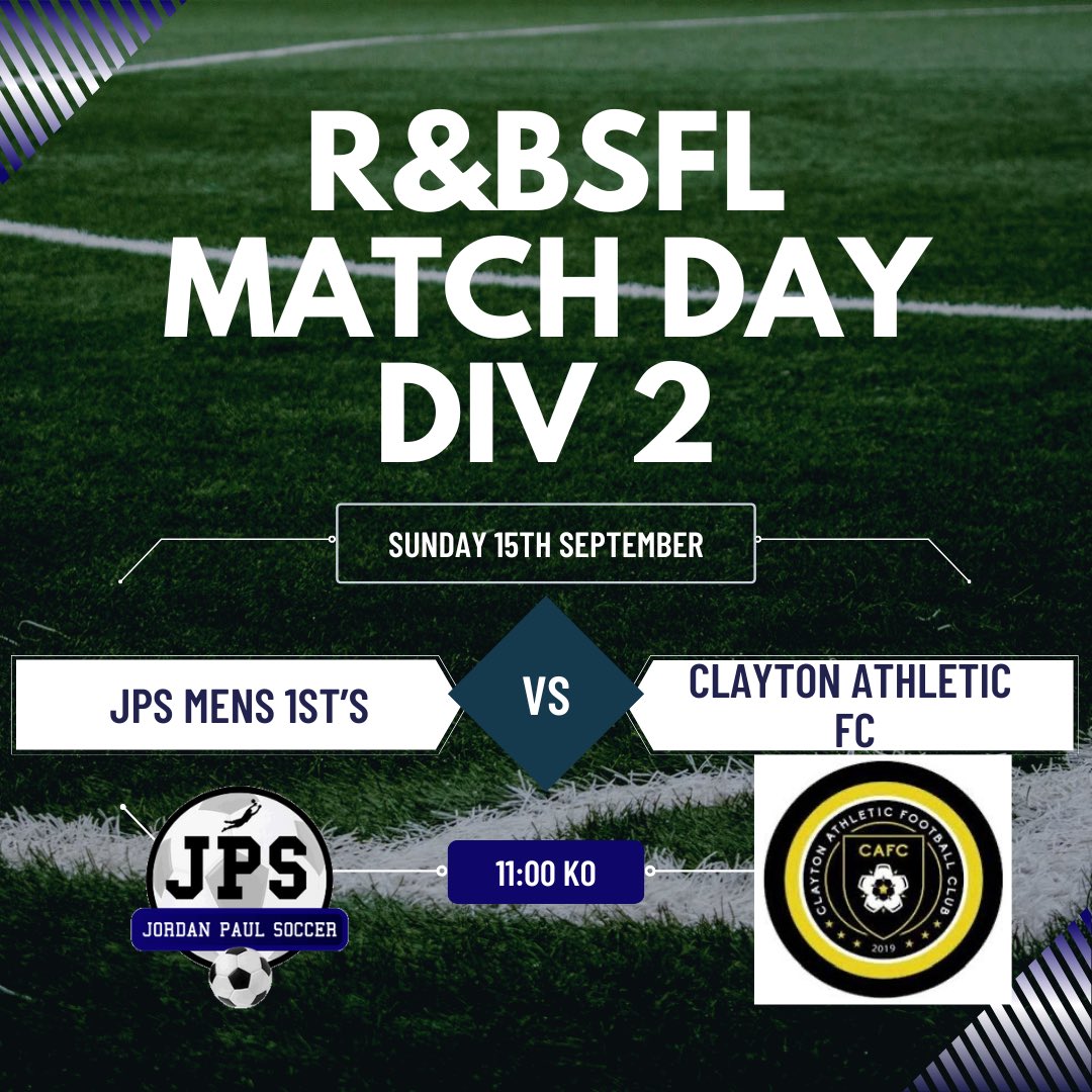 JPSFC_Adults's tweet photo. 🔵⚫️ Men’s Fixtures ⚫️🔵
👥 1st Team
🏆 League Game
🆚 Clayton Athletic
🏟️ Clayton Playing Fields
🗓️ Sunday 15th September
⚽️ 11:00 KO
🔵⚫️
👥 2nd Team
🏆 League Game
🆚 Milburn FC
🏟️ Derby High School
🗓️ Sunday 15th September
⚽️ 11:00 KO
#JPSFC #JPSfootballclub #mensfootball https://t.co/x5BsNB3B8C