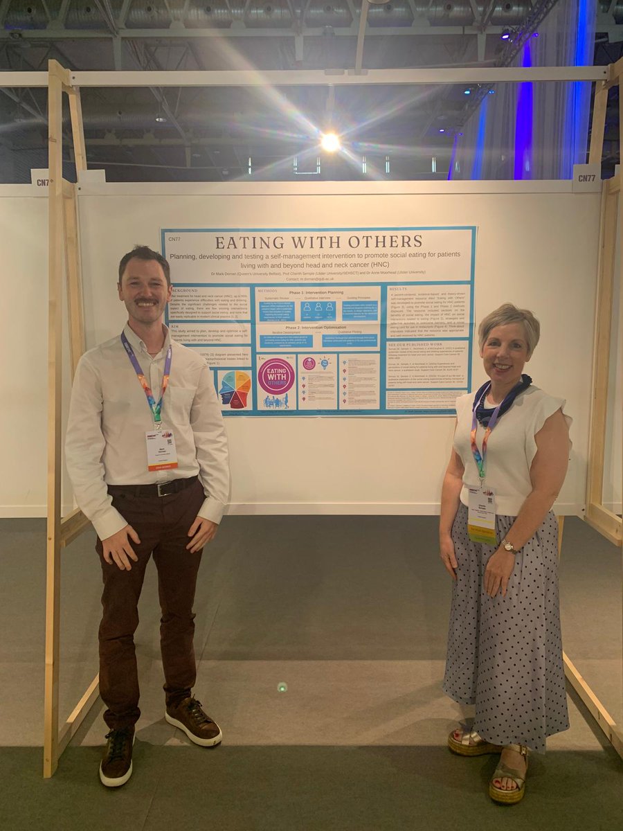 🖼 Poster presentation by <a href="/markdornan47/">Dr Mark Dornan</a> and <a href="/semple_cherith/">Cherith Semple</a> showcasing the 'Eating With Others' programme of work <a href="/UlsterINHR/">Ulster Uni INHR</a> <a href="/UlsterUniSoNP/">Ulster Uni Nursing and Paramedic Science💙</a> at <a href="/cancernurseEU/">@cancernurseEU</a> 🇪🇸 

👌🏾Proud to see further dissemination of this much needed resource for people impacted by head and neck cancer 👏🏾
