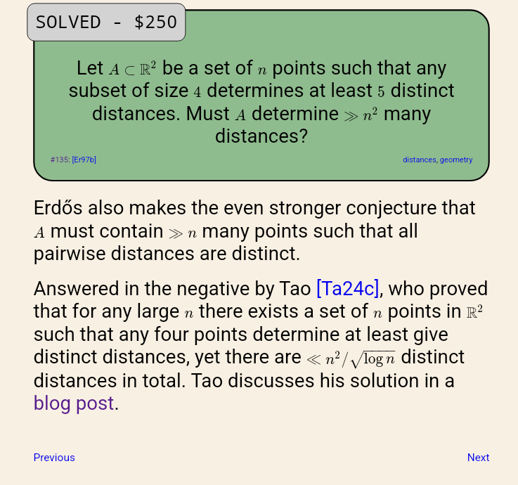 monoxxxx's tweet image. エルデシュ未解決問題集2問解決してると思ったら今年のテレンス・タオの仕事じゃん　タオブログにも解決論文の解説あるし
昔から現在に至るまで仕事の幅が手広すぎるし、手広くやった上で成果をしっかり持ち帰って来るの、今更言うまでも無いが異常すぎるこの数学者