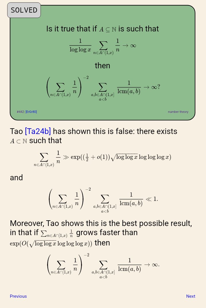 monoxxxx's tweet image. エルデシュ未解決問題集2問解決してると思ったら今年のテレンス・タオの仕事じゃん　タオブログにも解決論文の解説あるし
昔から現在に至るまで仕事の幅が手広すぎるし、手広くやった上で成果をしっかり持ち帰って来るの、今更言うまでも無いが異常すぎるこの数学者