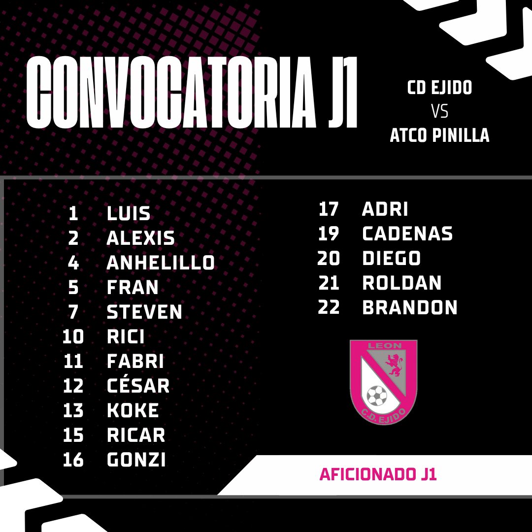 AFICIONADO | Convocatoria J1

¡Buenos días Ejidistas! Estos son los jugadores convocados para la primera jornada de liga 

Empieza lo bueno ⚽️🖤