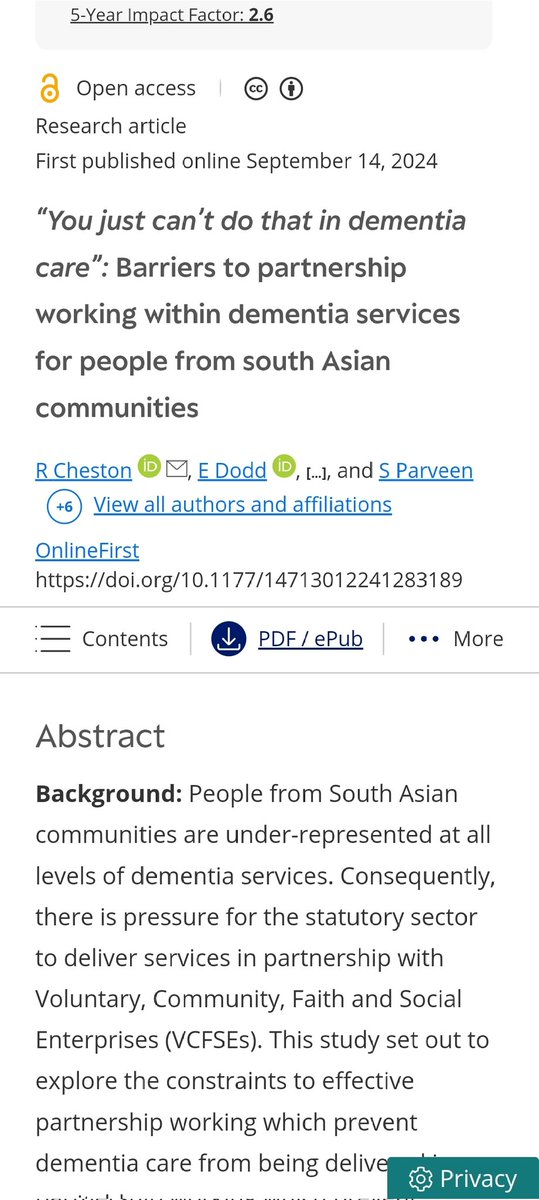 Great to see our article published in <a href="/DementiaJournal/">Dementia</a> focusing on partnerships between #dementia services for S.Asian families #OpenAccess #scholarsunday #demphd