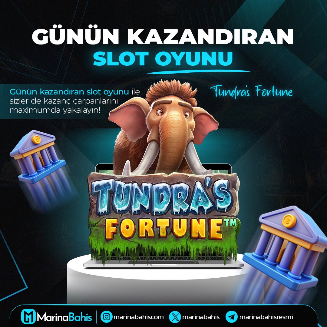 marinabahis's tweet photo. 🏆 #MARİNABAHİS İLE KAZANDIRAN #CASİNO DÜNYASI SİZLERİ BEKLİYOR!

🥇 Günün kazandıran #slot oyunu #TUNDRASFORTUNE oyunumuz ile sizler de maximum kazancı yakalayın!

💎 https://t.co/EGu28Rd9bd

#kesfet #marina #marinabahis #marinabet #marinabahisgiris #marinabahiscom #freespin https://t.co/uIeGO36dSj