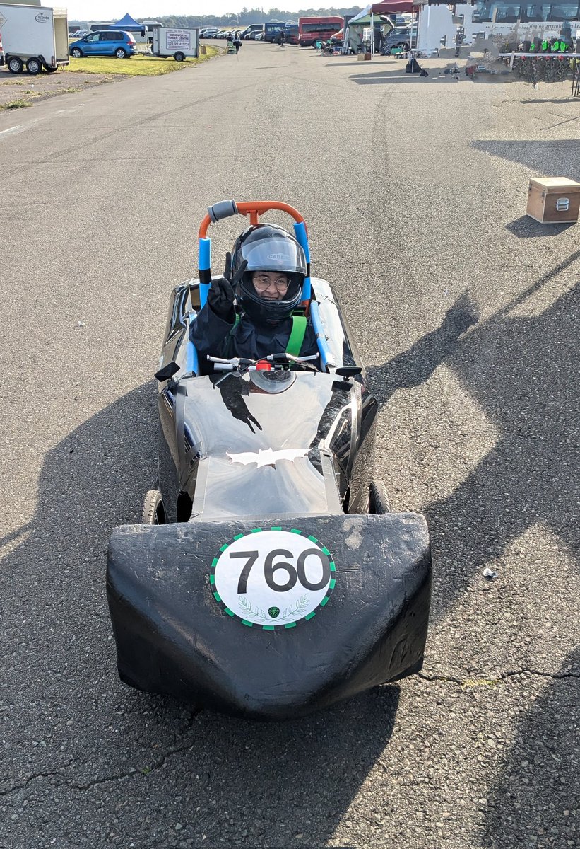 We're back at Dunsfold Park for F24+ racing. Pinky ready for practice lap! <a href="/greenpower_team/">Greenpower</a>