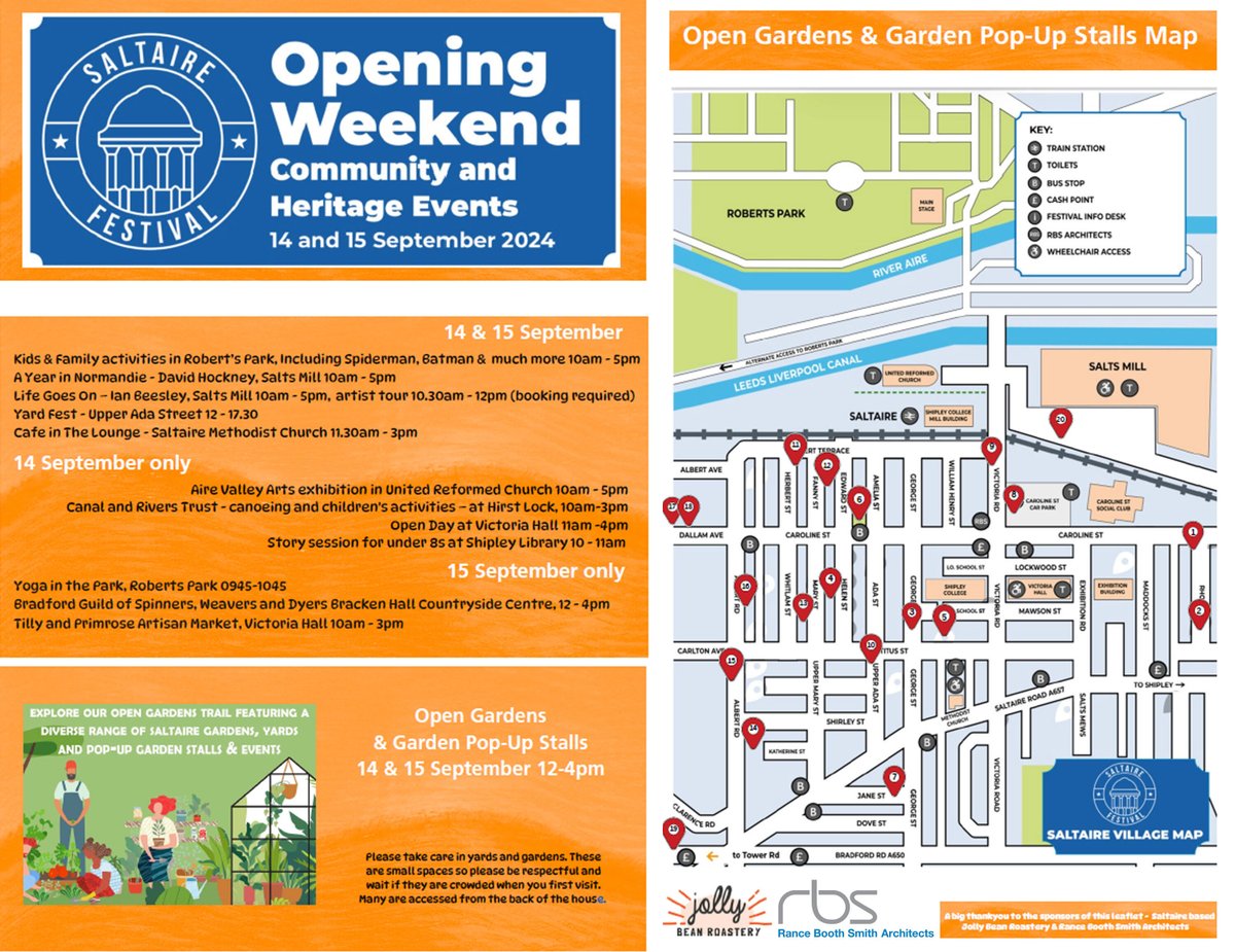 This year’s ever popular Saltaire Festival Opening Weekend is happening in Saltaire village this weekend. We're pleased to once again sponsor the Open Gardens and Garden Pop-Up Stalls - do come along and visit between 12pm and 4pm today! #saltaire