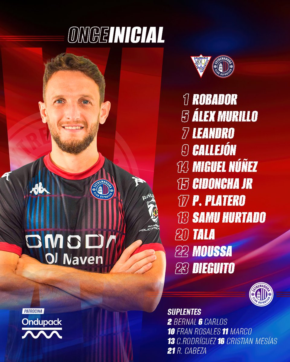 👥 ¡Este es nuestro 1️⃣1️⃣ inicial para medirnos al <a href="/CCalamonte/">CD Calamonte</a>!

#CalamonteExtremadura #TerceraRFEF