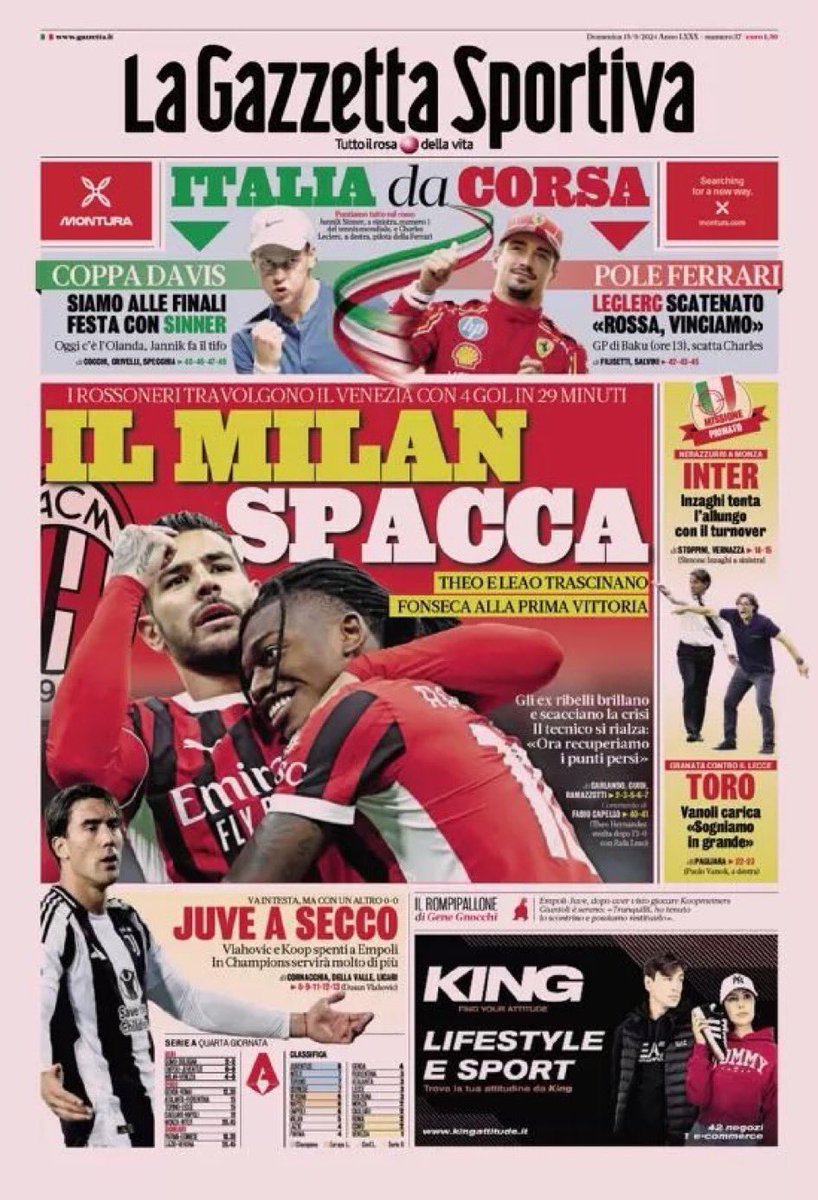 pisto_gol's tweet photo. PrimePagine #15settembre #FonsecaBall https://t.co/pg2zSOKENr