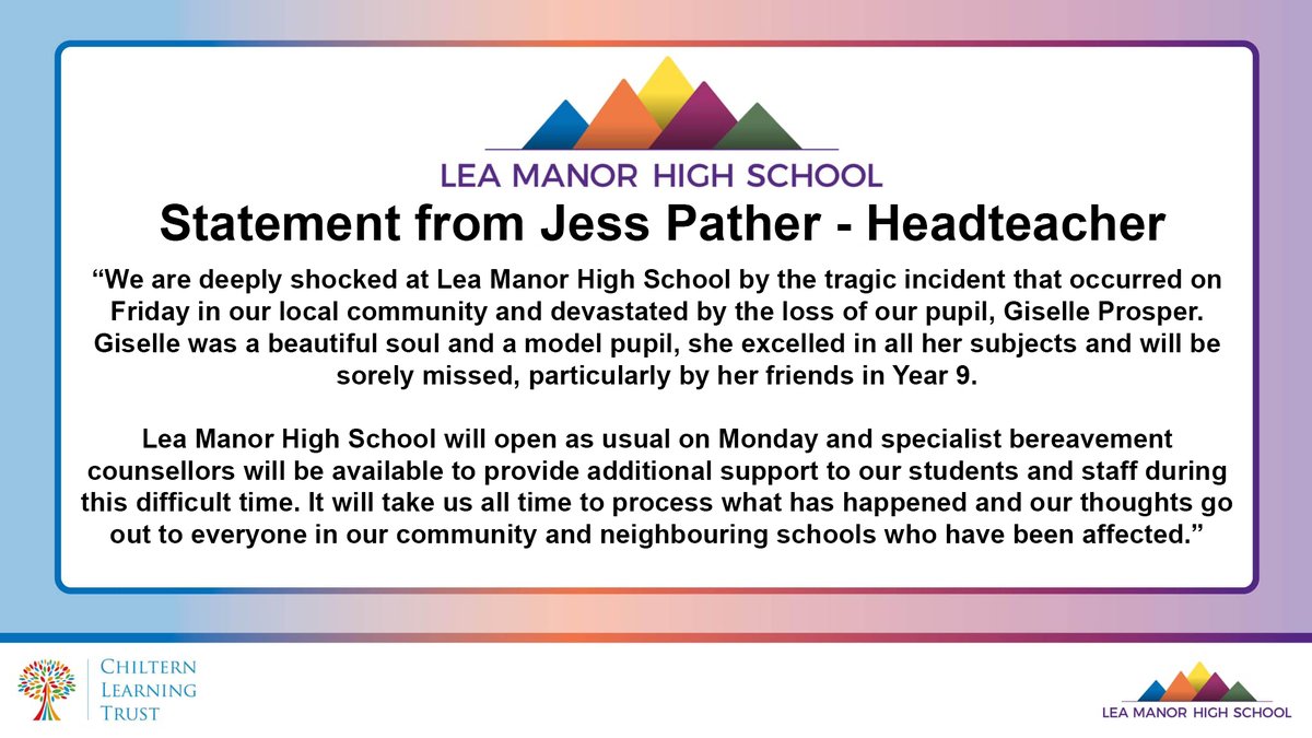 Statement from Jess Pather - Headteacher