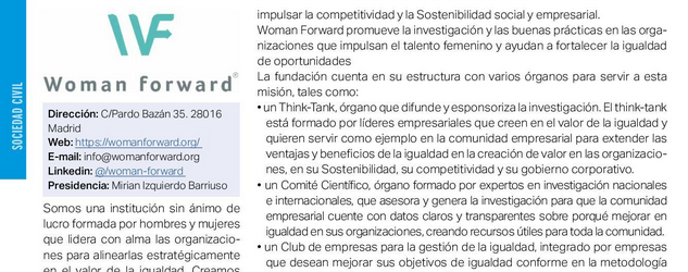 Corresponsables's tweet photo. 🚀 @WomanForwardorg crea valor alineando a las organizaciones con el talento femenino para superar barreras estructurales. Aprende más en el #AnuarioCorresponsables2024 👉 https://t.co/bZbAE9m5ko https://t.co/fLJmN9q0i1