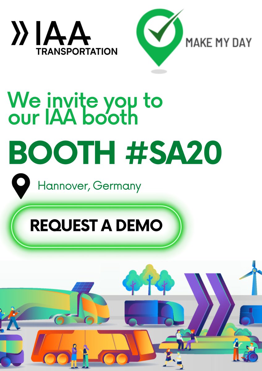 Make_My_Day_App's tweet image. Only 2 Days Until #IAA2024!  Our CEO &amp;amp; co-founder and our VP of Sales are coming to show you the best #EVFleetSolutions and #ChargingOptimization #API in the market.
Make sure to stop by: 
📍Hall 12, #Booth number #SA20
📆 September 17-22nd
@IAAmobility #IAA #IAAtransportation