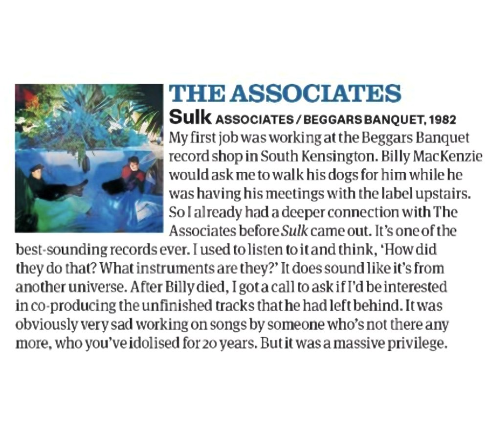 Quote by Simon Raymonde from Uncut November 2024 "My Life In Music." 🙂

#TheAssociates 
#AlanRankine 
#BillyMacKenzie