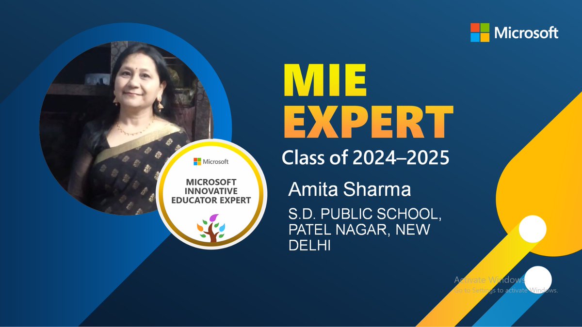 Thrilled to be recognized as a Microsoft Innovative Educator Expert for the 7th consecutive year!Grateful to #MicrosoftEDU, our inspiring leaders, &amp;Dr. Meenakshi Gupta for unwavering support. Excited for the journey ahead! #MIEExpert #EducatorsInTech #AIinEdu <a href="/drmeenakshi21/">Dr Meenakshi Gupta</a>