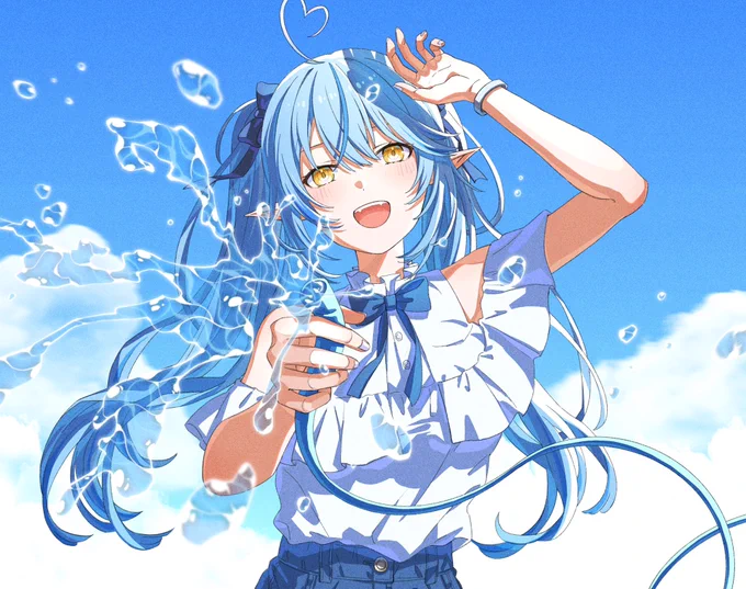 ホロライブ所属、雪花ラミィさんの『青と夏(cover)』にてイラストを描かせていただきました歌声とっても素敵なのでぜひ 