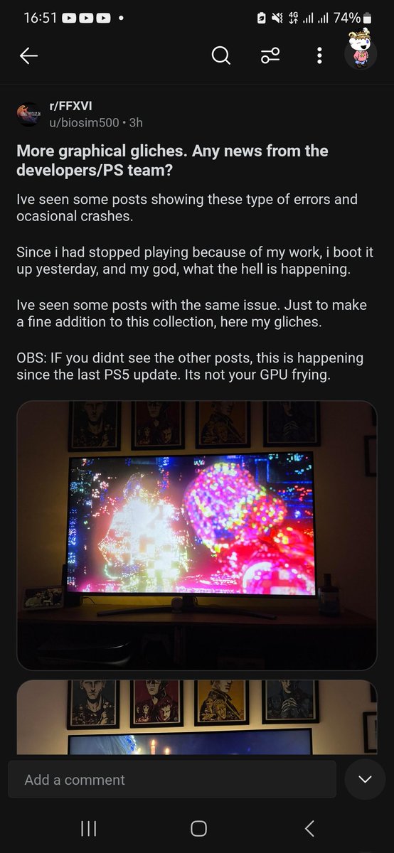 ItsXteve's tweet photo. @AskPlayStation @SE_NA_Support final fantasy 16 is broken after ps5 latest fw update.
Others game that i tested runs fine (black myth wukong , re 4 remake , hogwarts legacy) 

I also tested final fantasy 16 on my 2nd ps5 with previous fw update.
It run fine. https://t.co/G6M3KHLeWj
