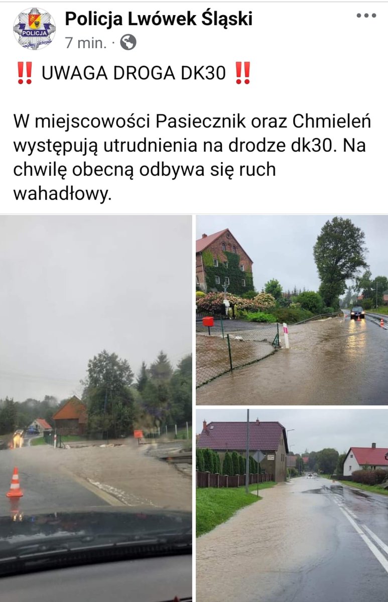 GDDKiA_Wroclaw's tweet photo. Uwaga! Utrudnienia na #DK30 pomiędzy Jelenią Górą, a Gryfowem Śląskim‼️ W Pasieczniku i Chmieleniu ruch odbywa się wahadłowo! 🚨 @GDDKiA @MI_GOV_PL @WojewodzkiUrzad @DPolicja @MeteoprognozaPL https://t.co/WECazjCWfK