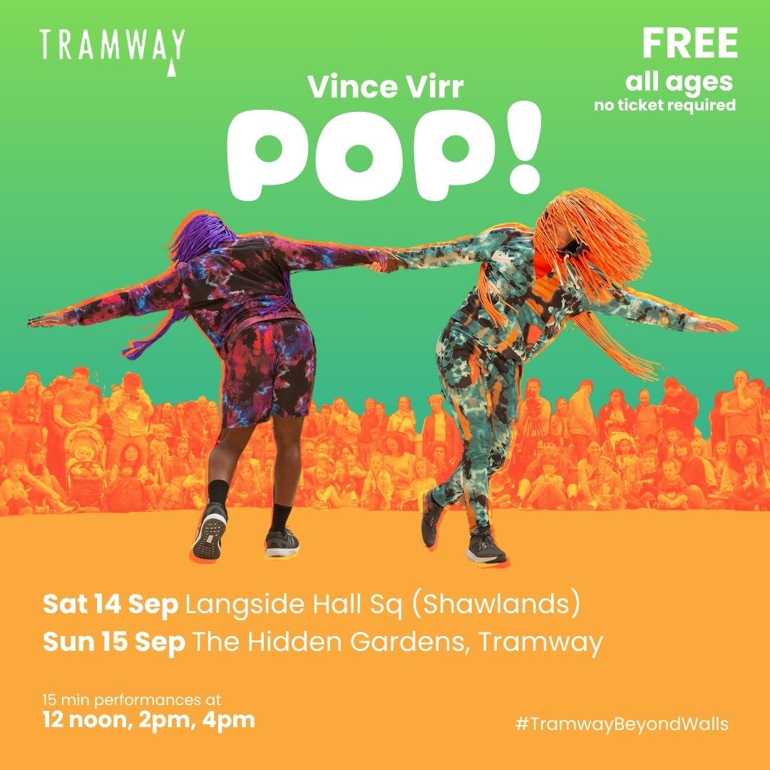 Tramway, Glasgow (@glasgowtramway) on Twitter photo See POP! today Sun 15 Sep
<a href="/Hidden_Gardens/">The Hidden Gardens</a> behind Tramway at 12pm, 2pm and 4pm
Brilliant free pop-up performance for all ages by <a href="/vincevirr/">Vince Virr</a> for #TramwayBeyondWalls See POP! today Sun 15 Sep
<a href="/Hidden_Gardens/">The Hidden Gardens</a> behind Tramway at 12pm, 2pm and 4pm
Brilliant free pop-up performance for all ages by <a href="/vincevirr/">Vince Virr</a> for #TramwayBeyondWalls