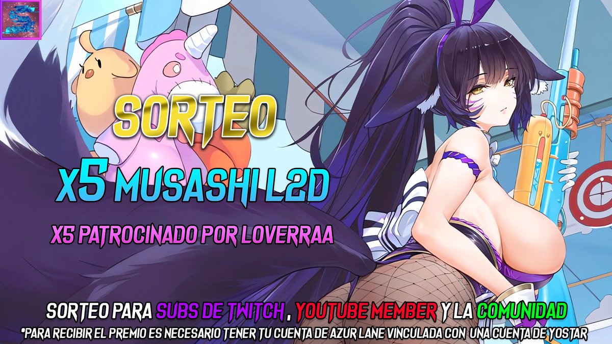 Sorteo 5 Skins Musashi L2D!  
RT y Like❤️

x2 Subs de Twitch
X2 Youtube Members
X1 Comunidad

*Los sorteos se llevarán a cabo durante los streams de Twitch a partir del 19/09/2024.
*Pueden entregarse hasta la fecha limite, antes de que las skins abandonen la tienda (02/10/2024).