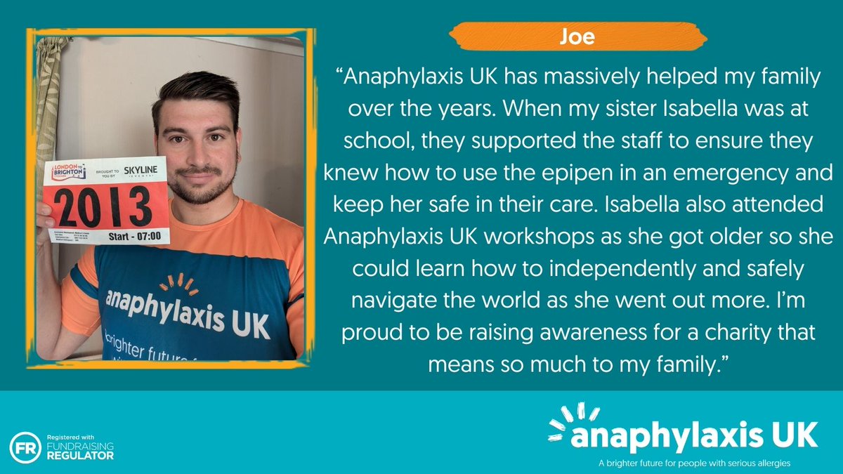 Good luck to Joe as he takes on the 55 mile London to Brighton Cycle Ride for Anaphylaxis UK, raising over £1,500! HUGE thank you to everyone who generously donated. Together, we are creating a brighter future for his sister, Isabella, and others living with a serious allergy 🧡