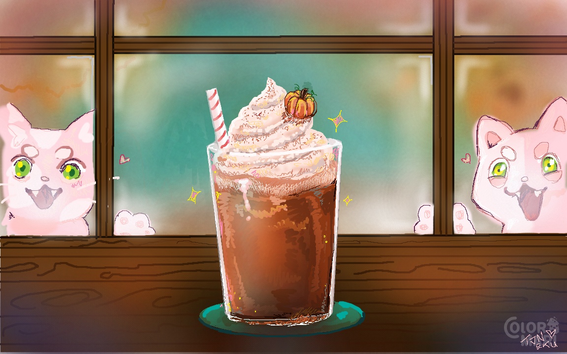 My first ever <a href="/colormari_art/">ColorMari</a>  Entry at the <a href="/vart_ger/">✨VArt - GERVtuber Art Server✨</a> Stream Event yesterday! It was so much fun! My Prompt was ''Pumpkin Spice Latte''!
