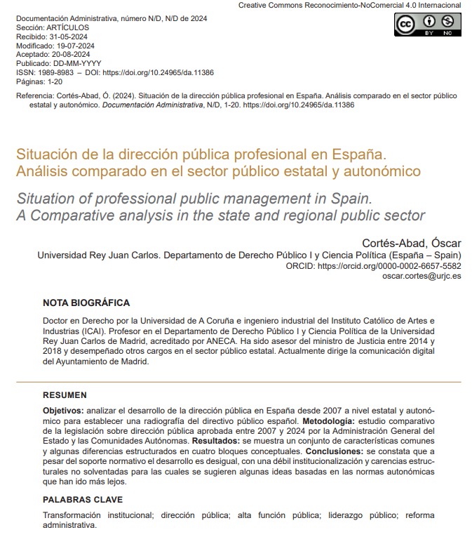 Óscar Cortés PhD (@oscarcortes) on Twitter photo Acaba de publicarse mi último paper "Situación de la dirección pública profesional en España. Análisis comparado en el sector público estatal y autonómico"
Una fotografía del desarrollo normativo de la DPP y el modelo al que nos ha conducido <a href="/INAP_ES/">Instituto Nacional de Admón. Pública</a>
revistasonline.inap.es/index.php/DA/a… Acaba de publicarse mi último paper "Situación de la dirección pública profesional en España. Análisis comparado en el sector público estatal y autonómico"
Una fotografía del desarrollo normativo de la DPP y el modelo al que nos ha conducido <a href="/INAP_ES/">Instituto Nacional de Admón. Pública</a>
revistasonline.inap.es/index.php/DA/a…