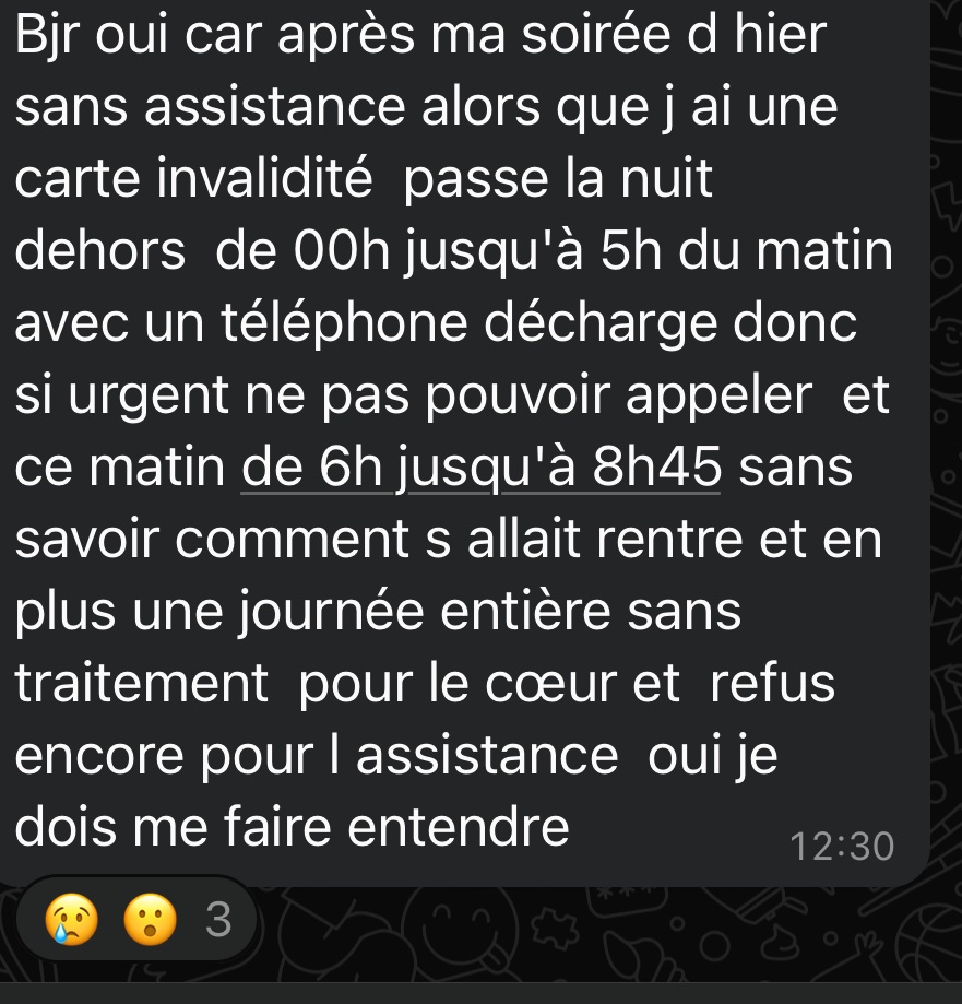 vstromkun's tweet photo. @SNCFVoyageurs @Florine75663152 @SNCFConnect @GroupeSNCF @CFanichet @JPFarandou Arrêtez avec vos messages génériques! Je vous ai contactés en DM, autant pisser dans un violon. Faîtes preuve d'humanité.
Lisez ce témoignage d'une voyageuse vulnérable, ABANDONNÉE dans la rue! https://t.co/xlr4d1ZX0f
