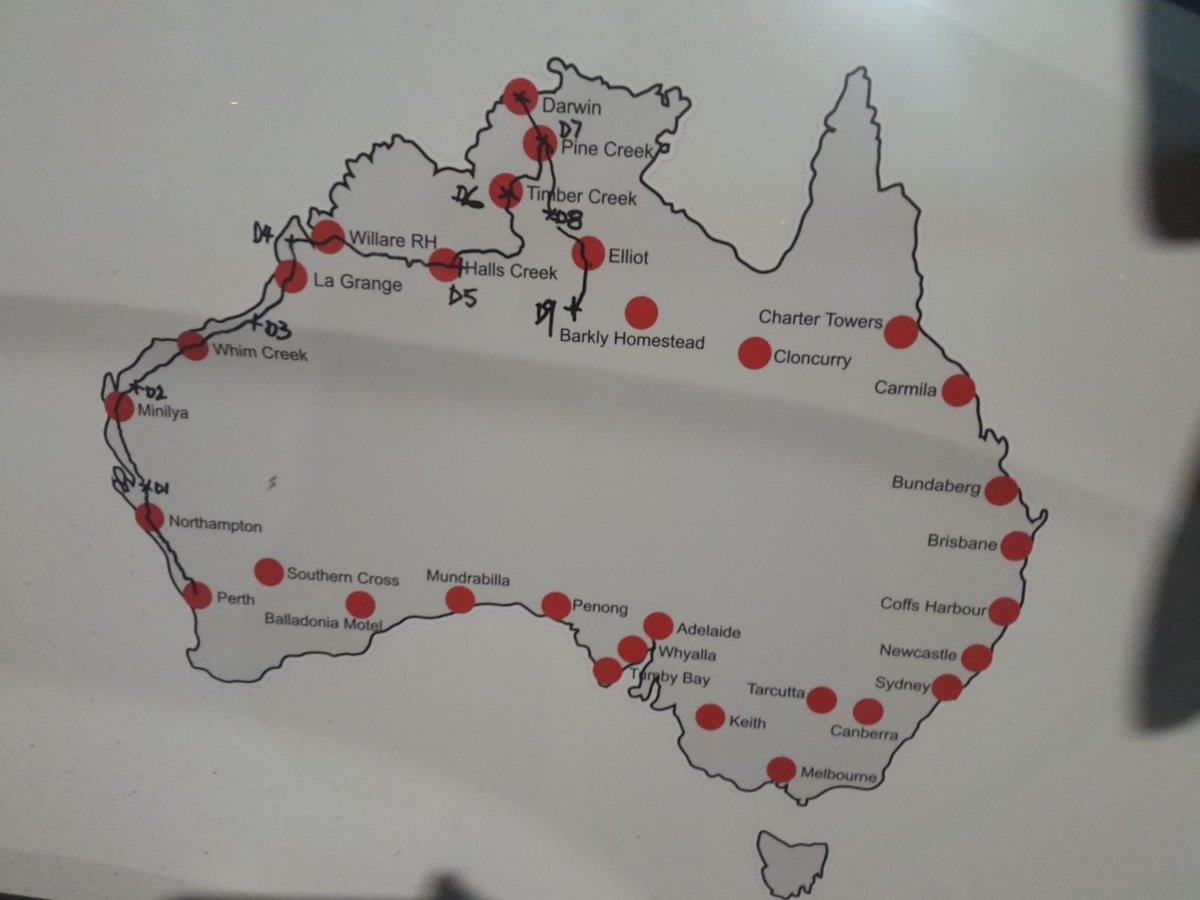 Day 9 ✅

FETAA Day 9 Mataranka Homestead to Three Ways Roadhouse 547km

2 side of road transfers and one 3 phase top up at Daly Waters

Follow the journey here! 🔗 web.v2track.com/public.aspx?su…